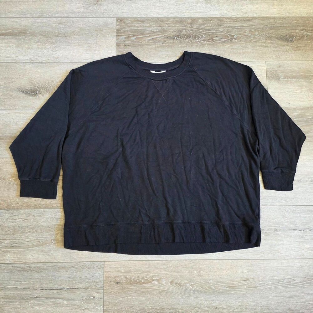 Soma Wknd Soft Oversized Sweatshirt Terry Black Boxy Minimalist Sz XXL Crew neck